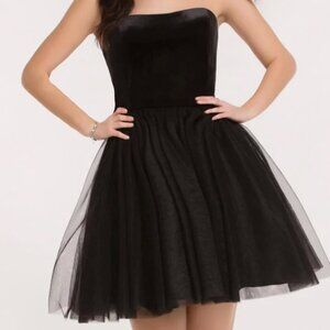 Kalani Hilliker by Alyce Paris Black Velvet Top Tulle Fit & Flare Skirt